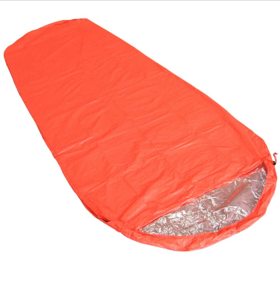 Sacco a Pelo per Arrampicata all'Aperto Doppio/Coppia Campeggio Isolamento Termico Termoriflettente Sacco a Pelo di Emergenza, Arancione 210x83cm