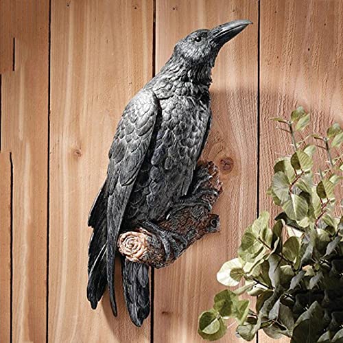 SUNyongsh Crow's High Wall Craft Decoration, Creative Eaves Decoration, Resin Statue Flying Birds Halloween Decorations Raven Prop Outdoor Crows Halloween Decor Raven Statue Fake Raven, Black