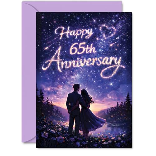Carte anniversaire 65 ans romantique ciel étoilé