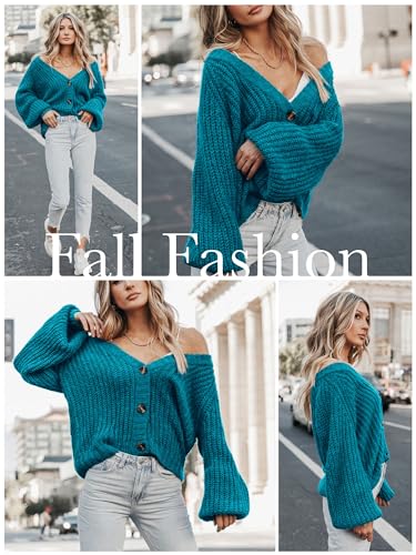 Image of PRETTYGARDEN Women's Chunky Knit Open Front Sweater Long Sleeve Button Loose Short Cardigan Outerwear Coats