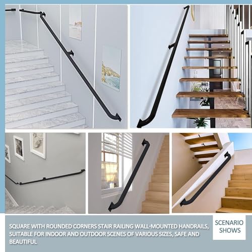 Rambarde d'escalier métallique de 3m noire mate pour intérieur