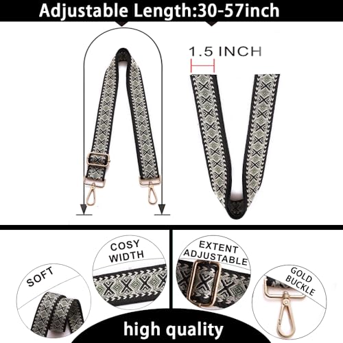 Image of Purse Straps Replacement Wide Crossbody Shoulder Strap for Bags Purse Extender Accessories Guitar Straps, Gold Buckle-145, 1.5inch, Canvas,Simple