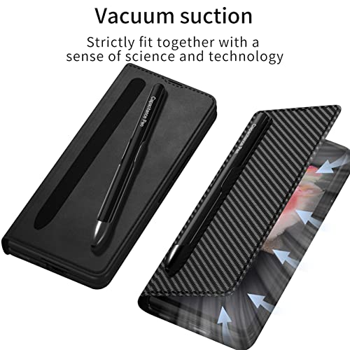 Image of BOUNCEBACK Wallet Flip Case Cover with Pen (Free) for Samsung Galaxy Z Fold2 5G / Galaxy Fold 2 5g Case Cover - (Leather | CarbonFiber Black)