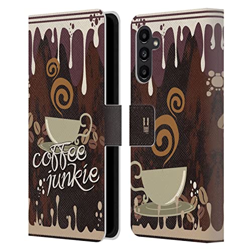 Étui portefeuille cuir anti-rayure Samsung Galaxy A13 5G motif café original