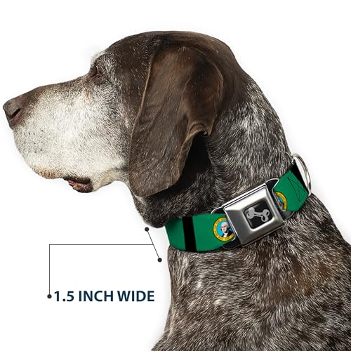 Collier de chien Washington Buckle Down noir et large en forme d'os - 8
