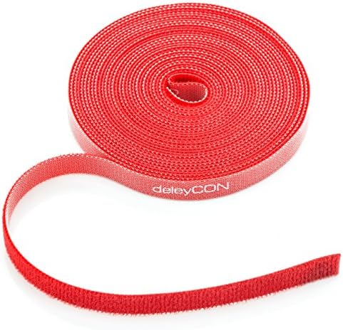 deleyCON 5m Klett Kabelbinder Klettbandrolle 10mm zuschneidbar - Rot | Pflanzenbinder, Klettband, Kabelmanagement, Kabelorganizer, Klettkabelbinder, Klettverschluss, 10mm breit