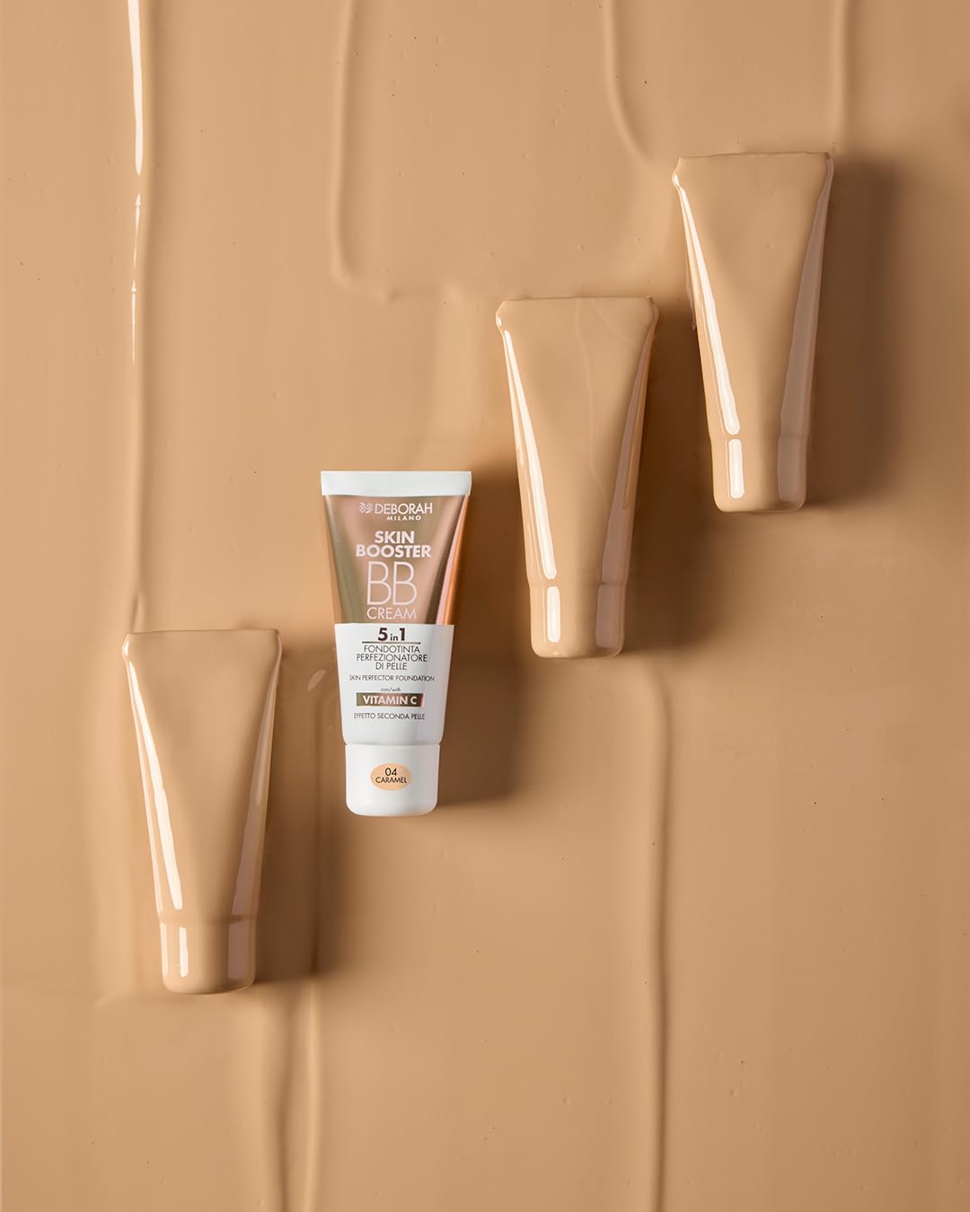 Deborah Milano BB Cream Skin Booster n° 04 Caramel, SPF 15 con vitamina C, crema facial tonificada para una segunda piel, 30 ml