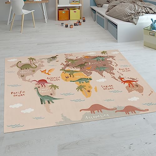 Paco Home Kinderteppich Teppich Kinderzimmer Spielteppich Junge Mädchen Modern rutschfest, Grösse:120x160 cm, Farbe:Beige 2