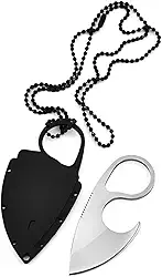 Faca Tática Mini com Bainha e Corrente para Pescoço