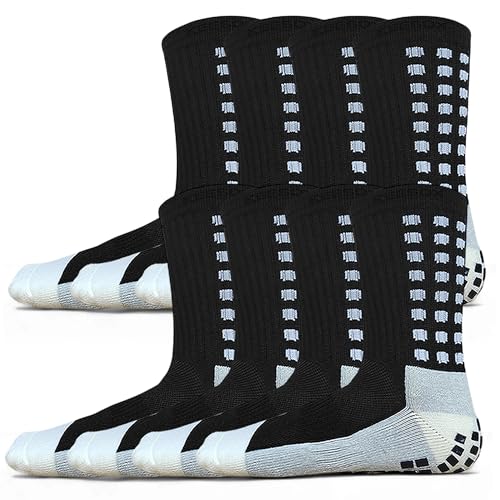 4 Pairs Anti Slip Soccer Socks/Non Slipping Basketball Socks/Sport Athletic Grip Socks