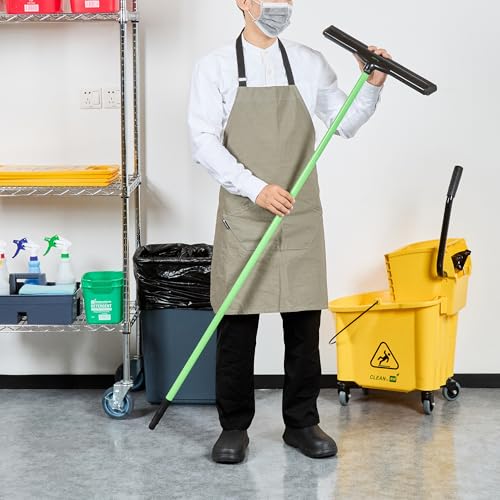Image of Restaurantware-Handle ONLY: Clean Tek Professional 55 Inch Strip Washer Handle, 1 Ergonomic Holder for Squeegee - Squeegee Head and Strip Washers Sold Separately, Sturdy, Green Steel Wiper Holder