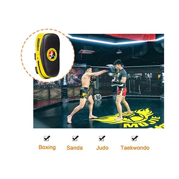 Overmont Taekwondo Kick Pad with Curved Punching Surface Karate Kicking Shield PU Leather for Boxing Martial Art Kickboxing Training(1 Pc Sold as Single)