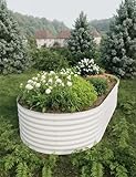 GarveeLife Galvanized Raised Garden Bed Outdoor, 2 Pcs 8x4x2 ft Oval Metal Planter Box for Flowers, Vegetables, Herbs- Beige