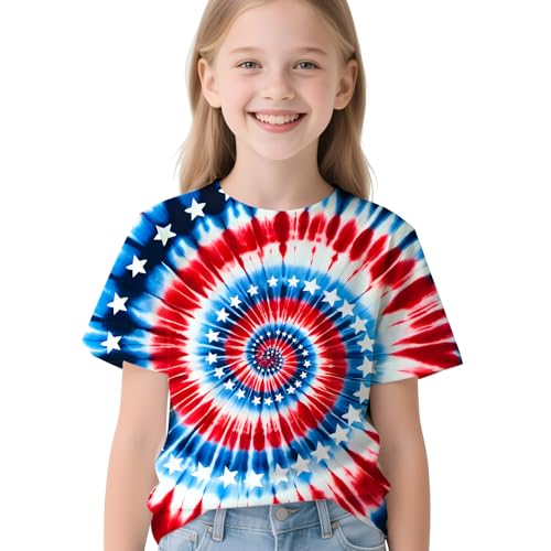 Image of Kids Neon Tie Dye Shirt for Boys Girls Tie-Dye T-Shirt Hippes Tshirt Senior Children Tee Size 6-16 Years Age
