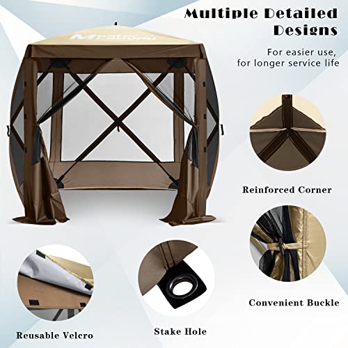 Image of MASTERCANOPY 6x6 Portable Screen House Room Pop up Gazebo Outdoor Camping Tent with Carry Bag (6x6,Beige&Coffee)
