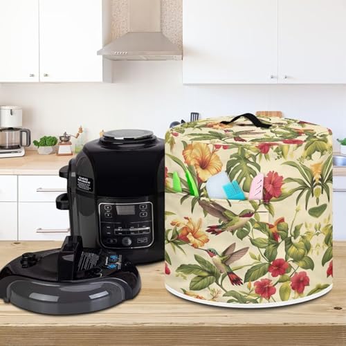 Image of Cozeyat Flower Hummingbird Kitchen Decor Accessories Appliance Dust Cover for Electric Pressure Cooker /Air Fryer /Rice Cooker /Steamer /Toaster,Pressure Cooker Cover 3 qt