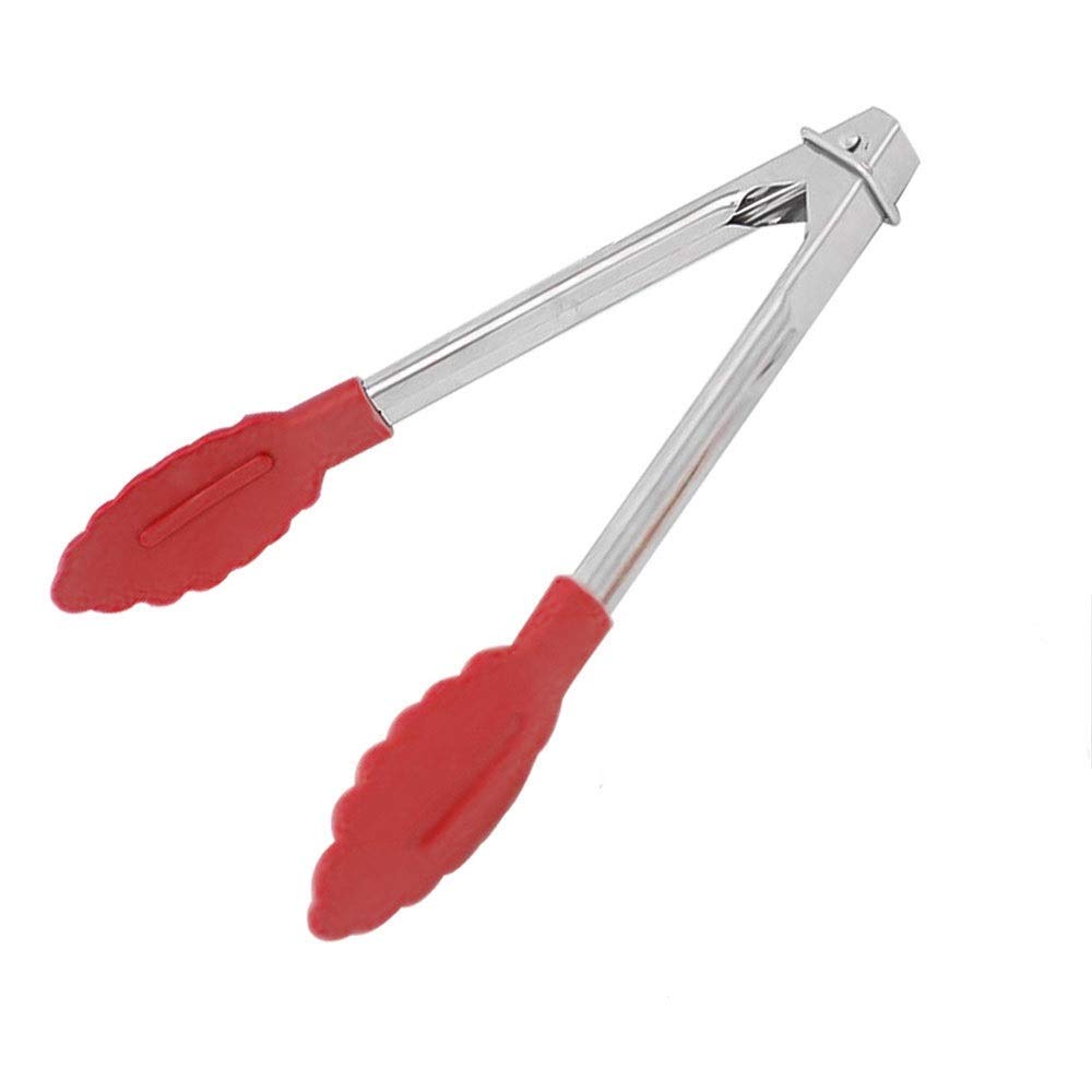 Pinza da Cucina Pinza da Cucina in Acciaio Inossidabile in Silicone per Cucina Pinza da Cucina Antiscivolo Utensili da Cucina per Barbecue (Rosso)