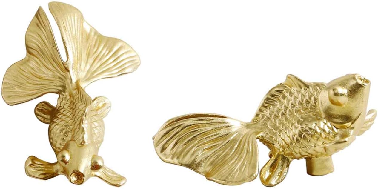 2 Pcs Goldfish Cabinet Knobs, Brass Animal Knobs Cabinets and Drawers Knobs for Cabinets Gold Drawer Knobs Metal Dresser Knobs Cabinet Handles