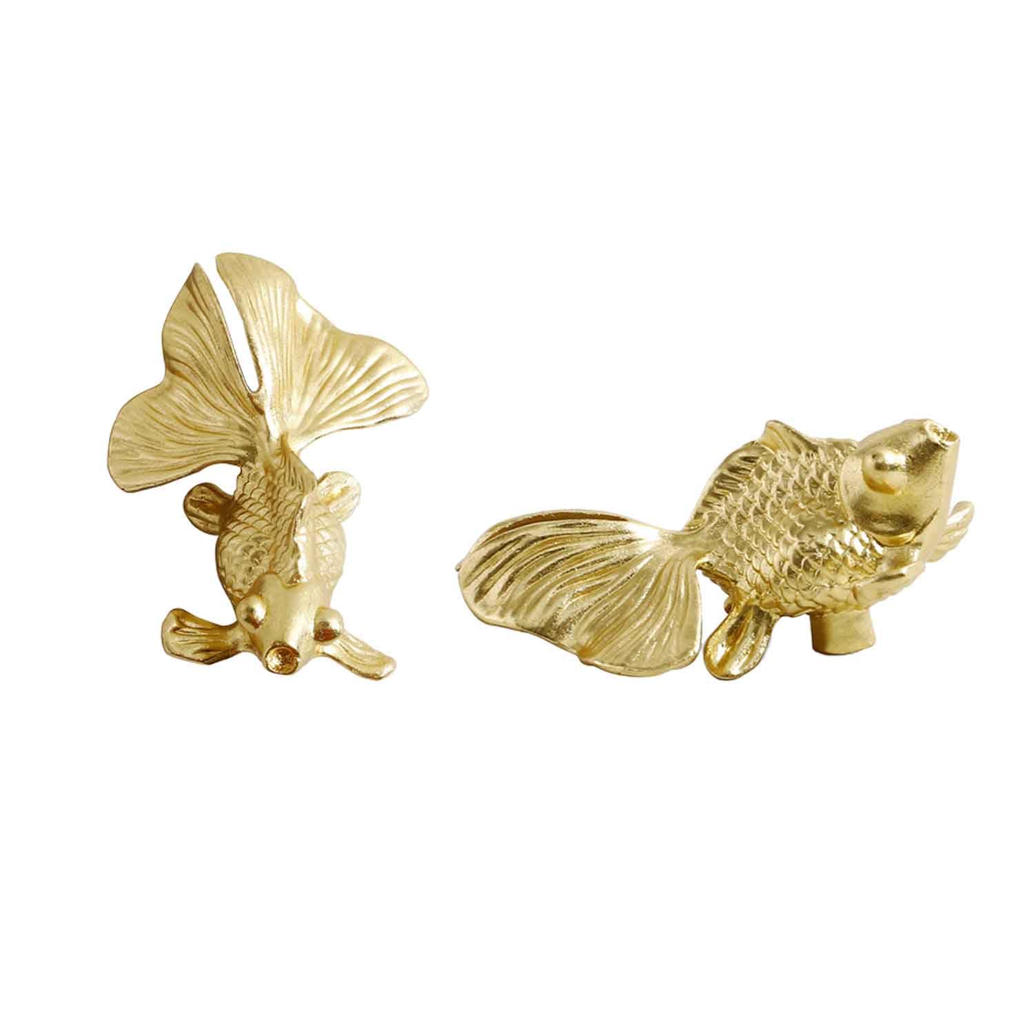 2 Pcs Goldfish Cabinet Knobs, Brass Animal Knobs Cabinets and Drawers Knobs for Cabinets Gold Drawer Knobs Metal Dresser Knobs Cabinet Handles