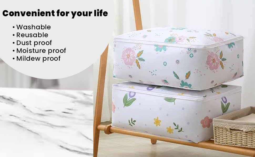 Image of Blanket Storage bag Folding Organizer bag Moisture Proof, Mildew Proof, Dust Proof, Water proof, Washable Storage Bags for Clothes, Jackets, Pillows, Blankets (58x40x22 cm) (2)