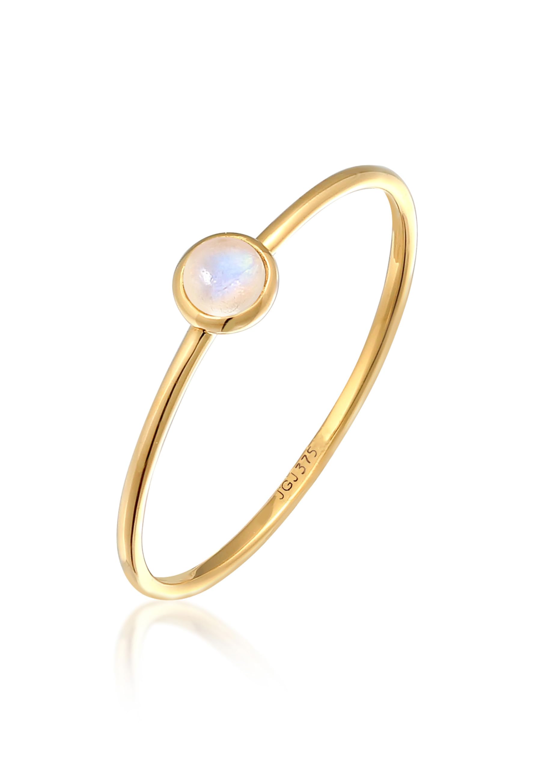 Elli Ring Damen Solitär Filigran mit Mondstein 375 Gelbgold