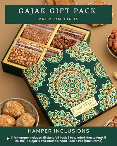 Image of Hyperfoods Lohri Gifts Pack of 4 Gajak Gift Pack Lohri Gift Hamper Chikki Gift Hamper Makar Sakranti Gifts Hamper New Year Gifts Winter Delight Gajak 470 Grams Gift For New Year