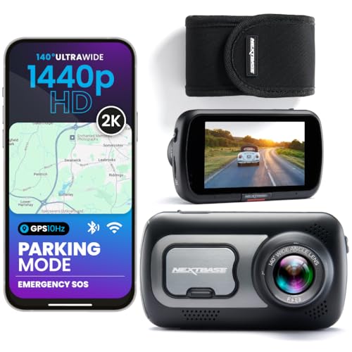 Nextbase 522GW Dash Cam with Protective Carry Case QHD 1440p Wide-Angle Night Vision Lens with Built-in Polarising Filter Wi-Fi 10 Hz GPS Bluetooth Emergency SOS