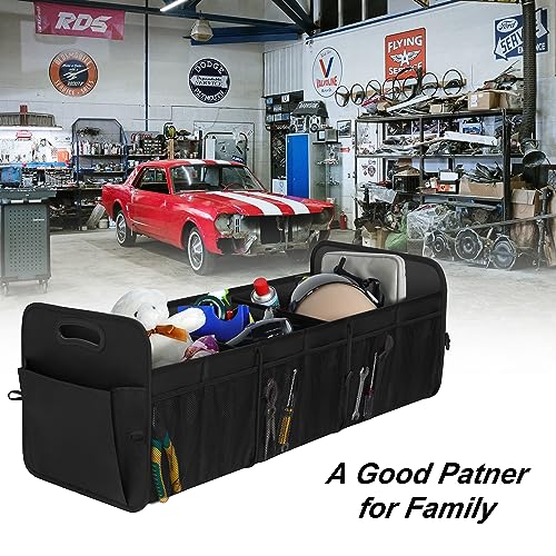Image of Femuar Large Capacity Trunk Organizer, Waterproof Car Accessory, Non-Slip, Foldable, Suitable for All Vehicles, Black