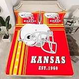 Erosebridal Sábanas bajeras de fútbol americano, decoración de rugby, juego de ropa de cama individual, juego de ropa de cama para niños, diseño de estrellas y rayas, color rojo, amarillo y blanco, 2