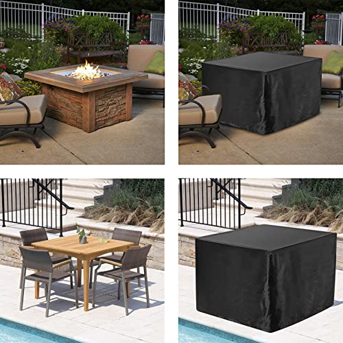 Womaco Heavy Duty Square Patio Fire Pit/Table Cover, Waterproof Outdoor Furniture Cover (36" X 36" X 20", Black) #TOP3