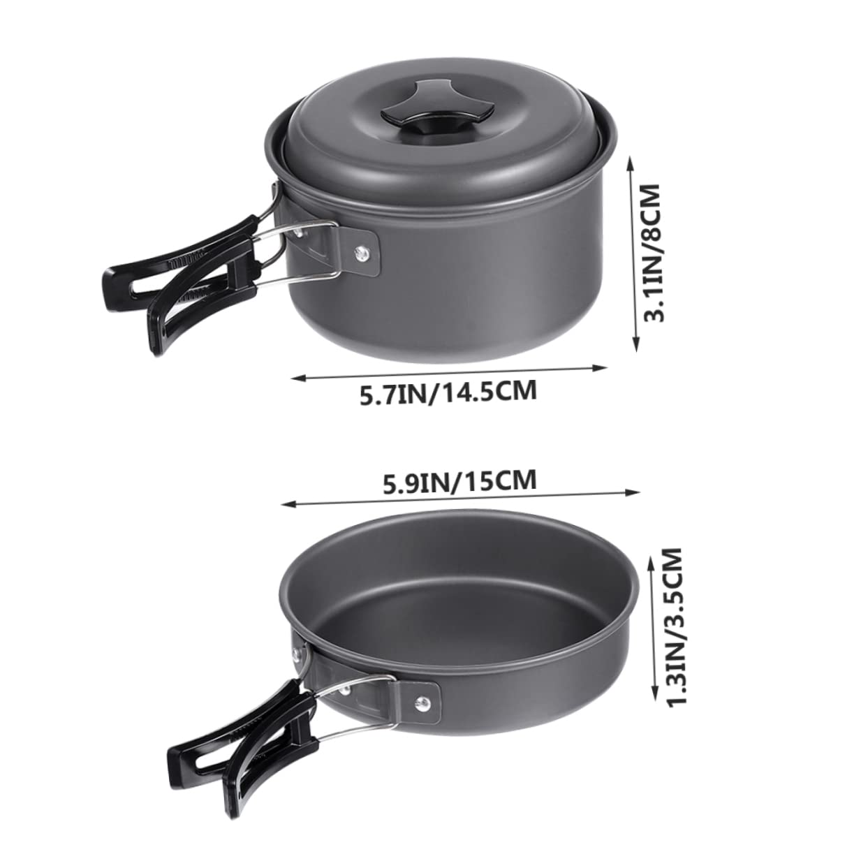 Mikinona 1Set Outdoor Camping Cookware Portable Cooking Pot and Teapot for Persons Durable Non Stick Cookware for Hiking Picnics BBQ and Outdoor Activities