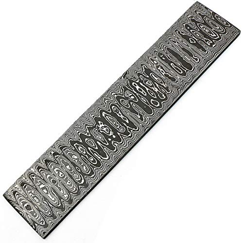 Handmade Damascus Steel Bar - Custom Damascus Steel Billet - Blank Blade - Blade Pattern - 12" x 2" x 5mm (8704)