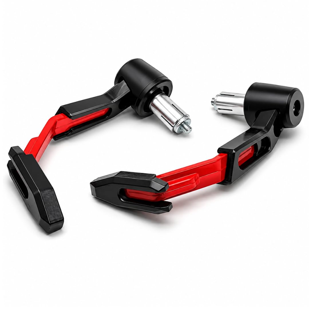 Bike Scooty Universal CNC Aluminium Handle bar Brake Clutch Lever Guard Protector Hand & Bike Red 2-image-36