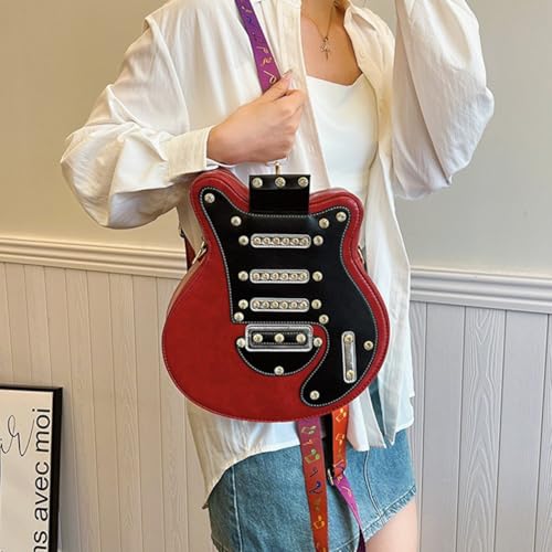 Guitar Shoulder Bag Pu Leather Handbag Zipper Closure Crossbody Bag Handbag Novelty Guitar Purse for Girls and Women4