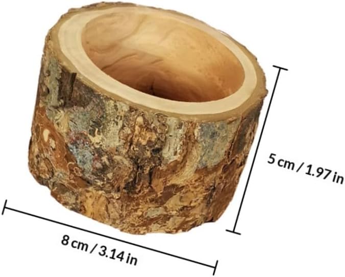 NUOBESTY Small Animal Feeding Bowl Wooden Chew Food Dish Random Color for Rodents and Small Pets