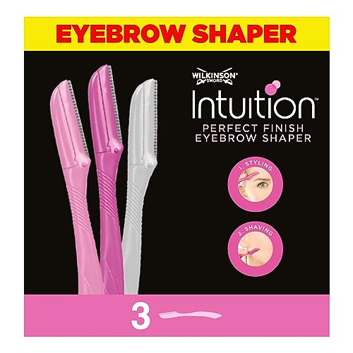 WILKINSON SWORD - Intuition Eyebrow Shaper | Facial Hair Remover and Trimmer | Exfoliating Dermaplaning Tool | 3 x Disposable Razors