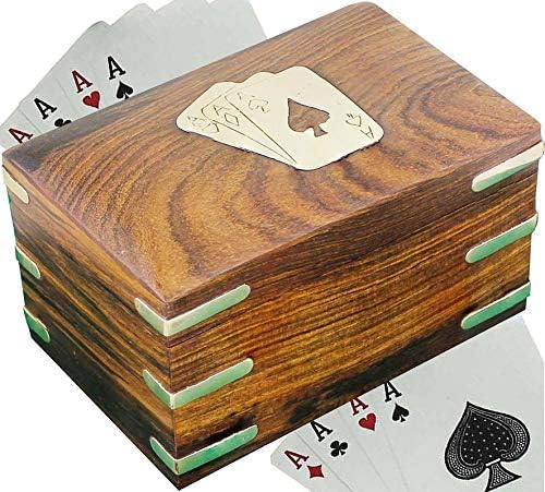 Royal Handmade Wooden Single Playing Card Set Holder Box