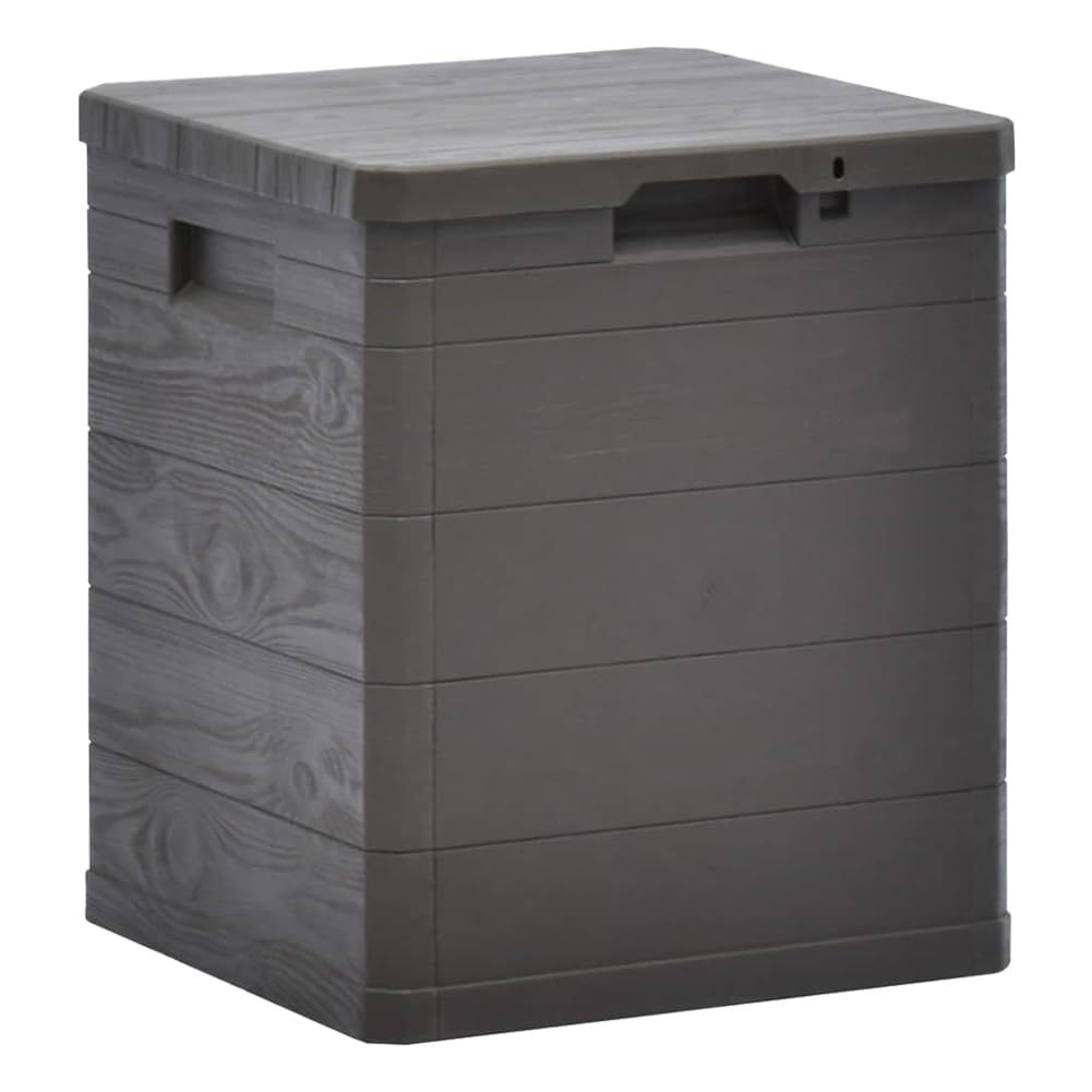 Garten-Aufbewahrungsbox small – Hochwertiger Kunststoff mit Holzähnlicher Struktur, Aufbewahrungsbox für den Garten, für Drinnen und Draußen, Wetterbeständig und Langlebig (90L)