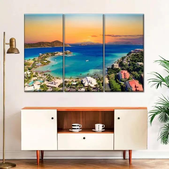 Posters et arts décoratifs chevaux au galop triptyque mural 120x60cm