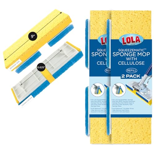 LOLA Cellulose SqueezeMatic Butterfly Sponge Mop Refill 9 2 Pack Floor Cleaning Comparable w/Quickie Type S Sponge Mop Refill
