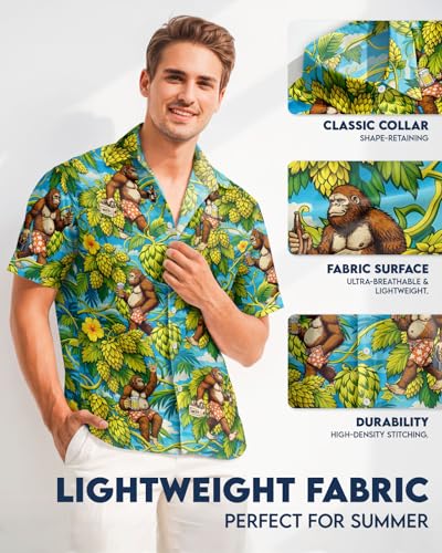 Image of 99TIMORO Fathers Funny Mens Hawaiian Shirt, Movie Button Down Short Sleeve Top, Father Day Summer Gifts