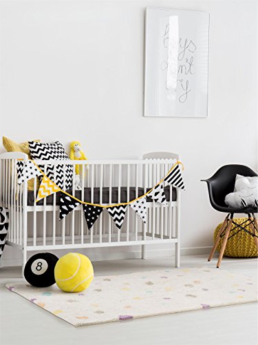 benuta Kinderteppich Bambini Dots, Baumwolle, Beige, 120 x 180.0 x 2 cm