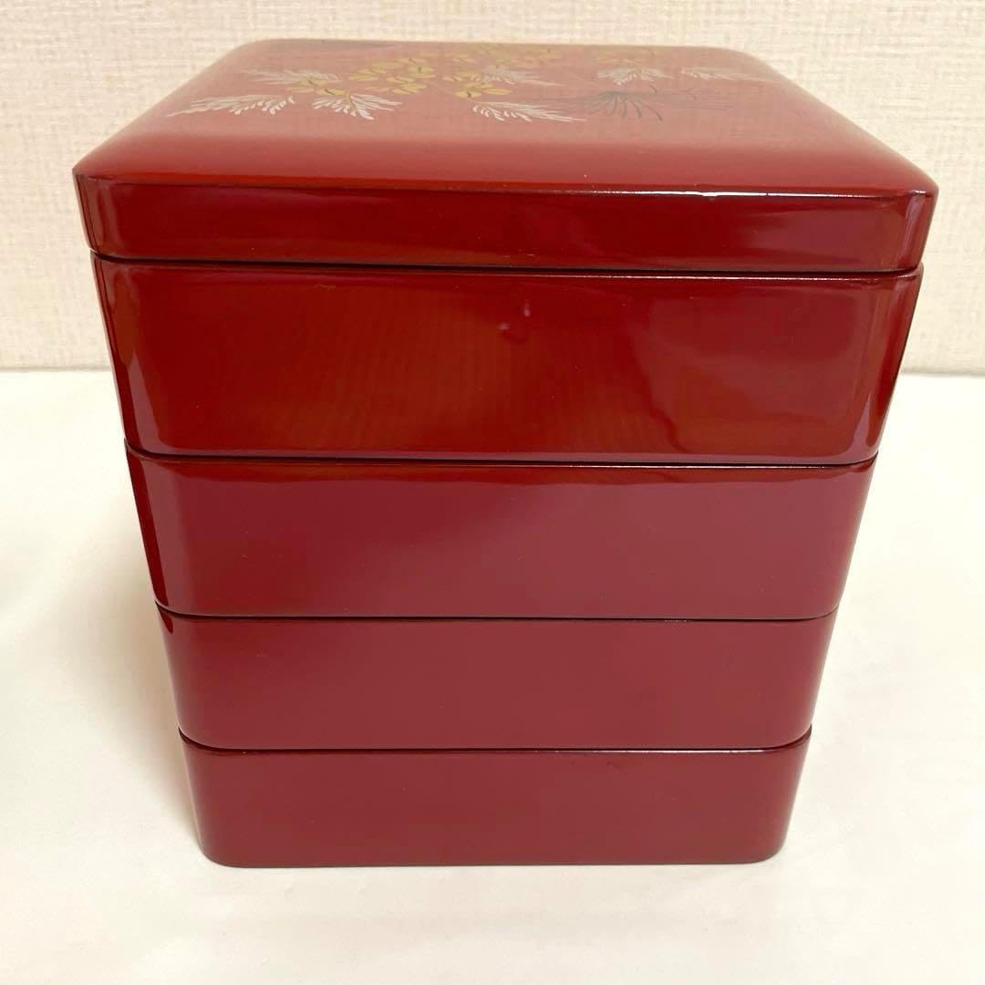 川連漆器 四段重箱 とおかもちセット16.6cm角 川連漆器】角岡