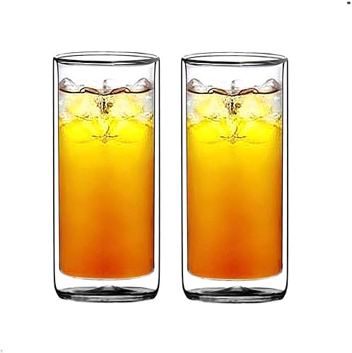 Miniatura 2 de Sun's Tea Juego de 4 vasos fuertes de doble pared, vasos de cerveza Highball de 16 onzas y vasos de whisky antiguos de 9 onzas (vidrio de