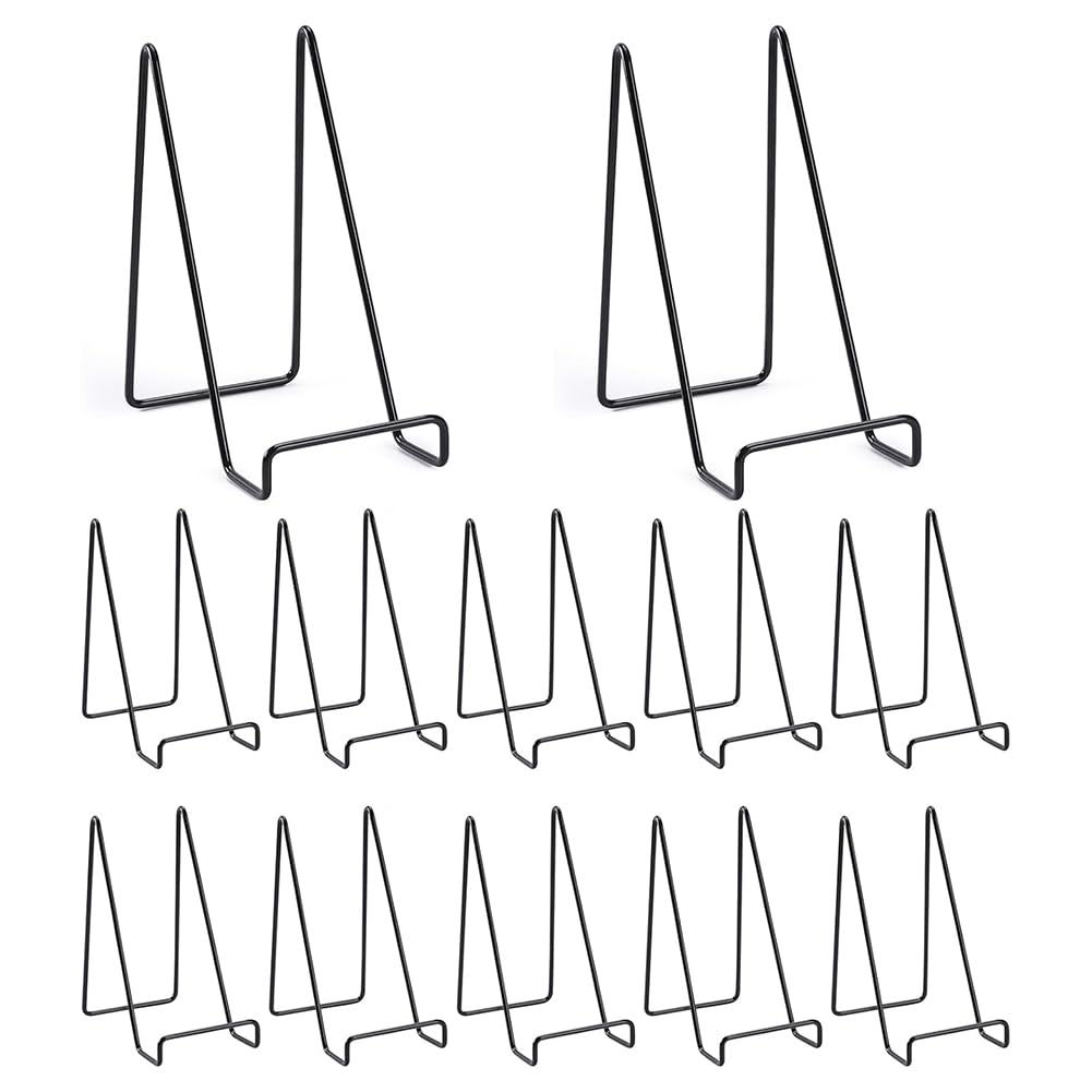 CTRLZS Decorative Plate Stand, Book for Display Stand, Small Easels for Display, 12 Pack 6 Inch Black Metal Plate Stands