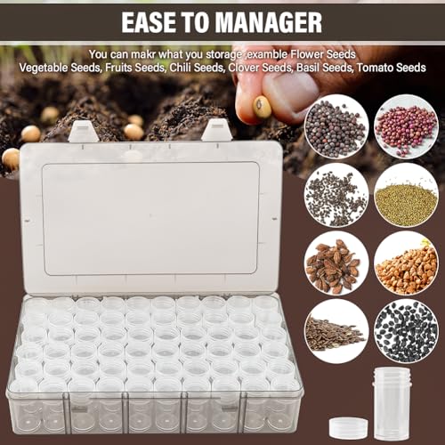 Image of 60 Slots Seed Storage Organizer with Label Stickers and Tweezers, Seed Organizer Storage Box, Portable Bead Storage, Seed Container Storage Use for Flower Seeds, Vegetable Seeds