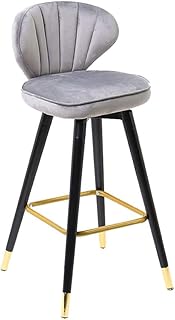 XZGang Tela de terciopelo de heces, de oro reposapiés y del pie de la cubierta del taburete del respaldo curvado de madera de goma de heces Maquillaje silla del banquete Crear vida simple