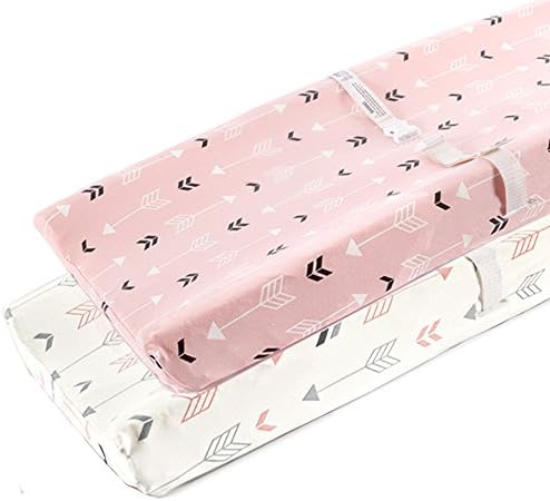 Stretchy Changing Pad Covers BROLEX 2 Pack Jersey Knit Change Pad Covers for Girls Boys,Pink & White Arrow