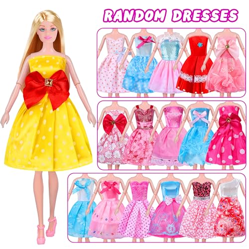 342 Pcs Doll Clothes and Accessories with Doll, Princess Gowns, Fashion Dresses, Top, Pants, Swimsuits, Shoes, Hangers and Other Accessories, Doll Playset Dress up Toy for Girls Toddlers Gift Toys - Image 5