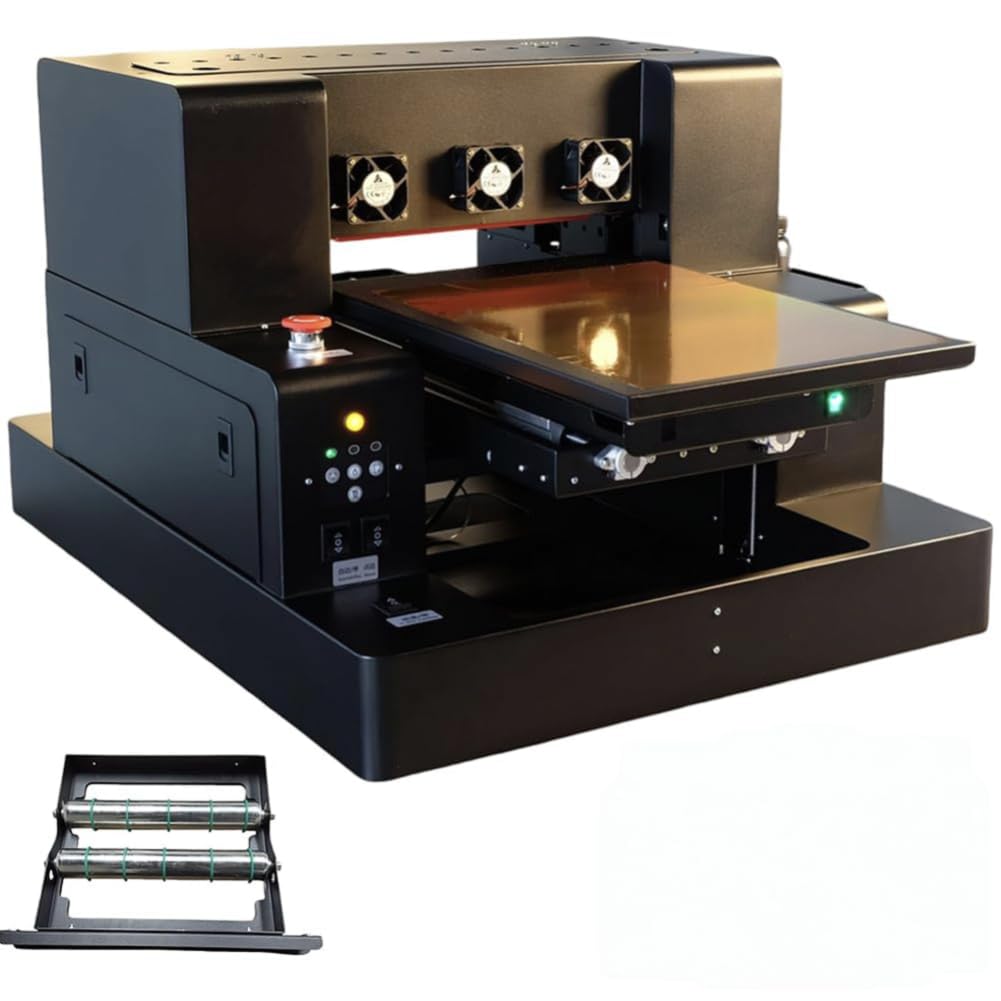Stampante UV A3 UV Led Flatbed Stampante Multifunzione UV Printer Getto D'inchiostro Portatile USB 1440 x 1440 dpi 220V Con Rotazione per Bottiglie/Carta/Custodia del telefono/Plastica/PVC/Legno/UVDTF